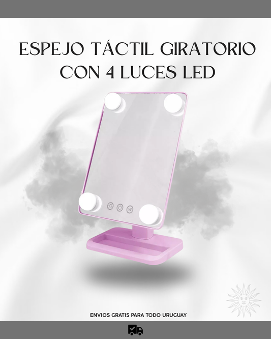 Espejo Táctil Giratorio con 4 Luces LED